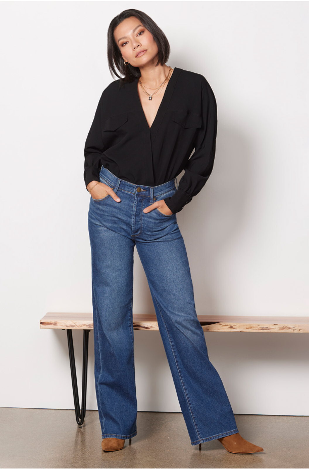 Good American Nwt Utility Surplice Bodysuit In Black // Medium